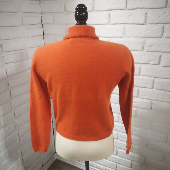 Lauren Ralph Lauren Petite Ladies Size PL Orange 100% Cashmere Turtleneck - Picture 2 of 9